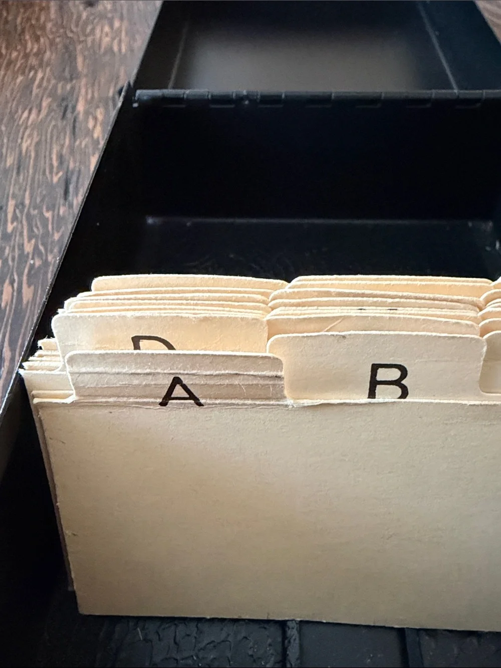 Buddy Products - Vintage Black Index Card File Box with Alphabet Tabs - Black